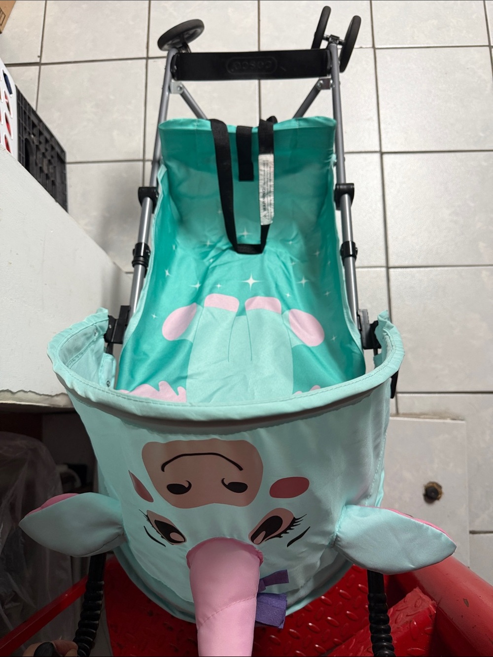 Kids Plush Elephant Stroller with Canopy – Mint Pink great for travel